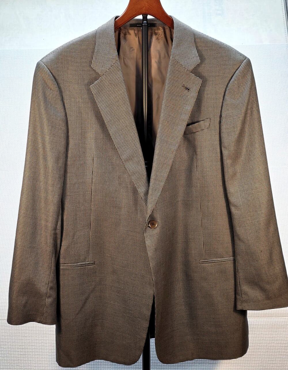 VTG Armani Collezioni Blazer Mens 36L 46L Silk Wool Houndstooth Sport Coat Italy